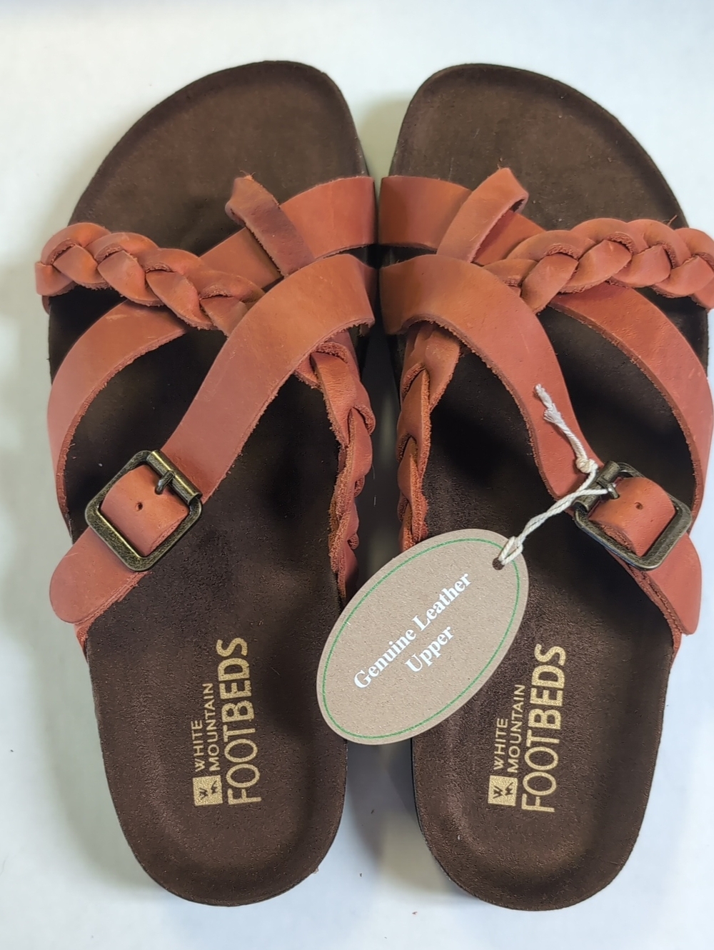 White Mountain Harrington Footbed Leather Sandals Orange Women's US 8 New - Picture 4 of 6